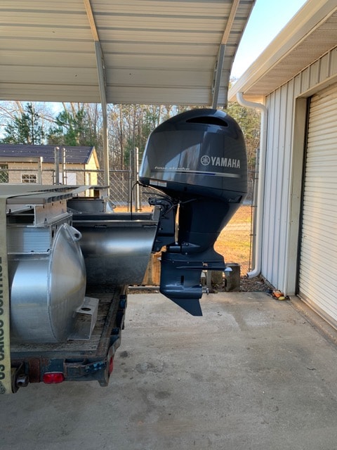 Yamaha outboard staged for installation